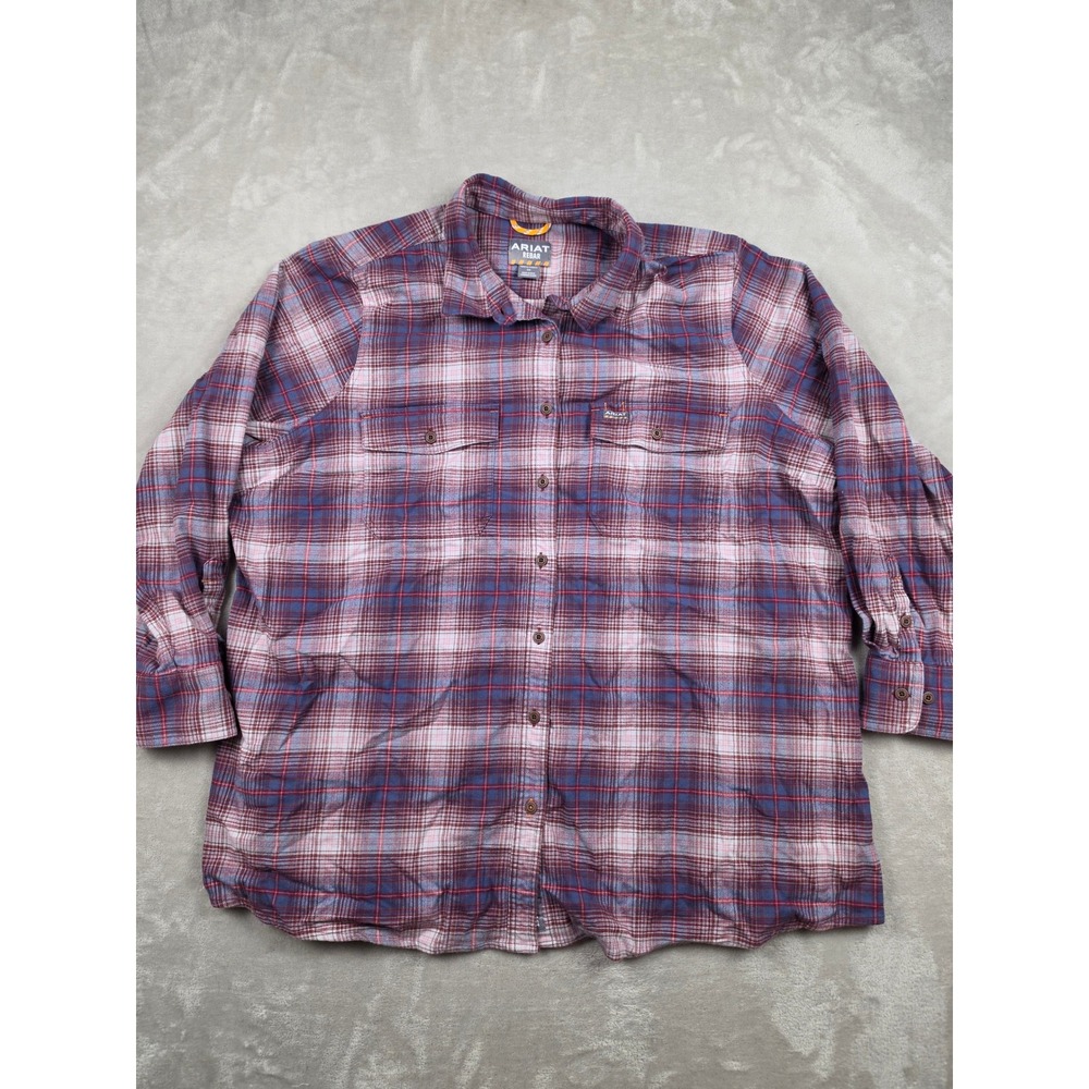 Ariat Rebar Button Up Flannel Shirt Women 3X Plaid Workwear Long Sleeve 10052086